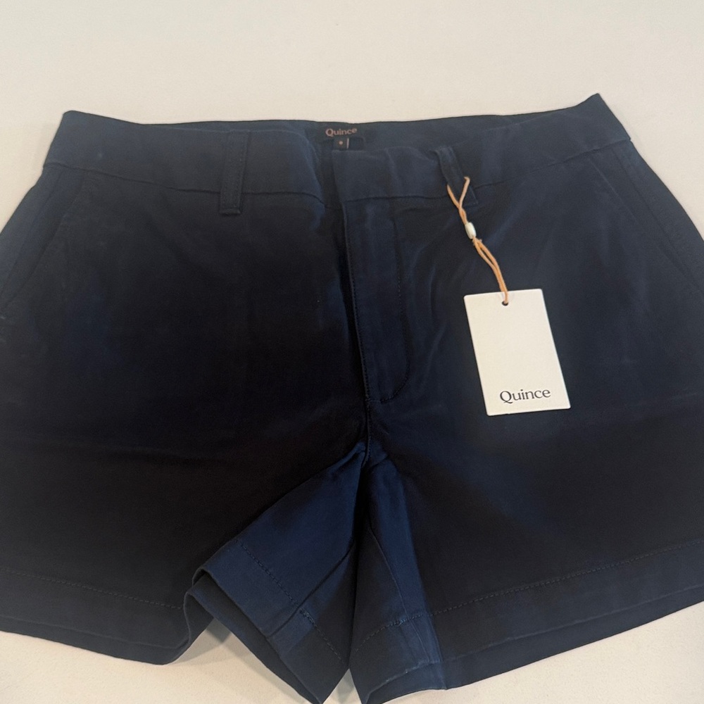 Quince Women's Dark Navy Stretch Cotton Shorts